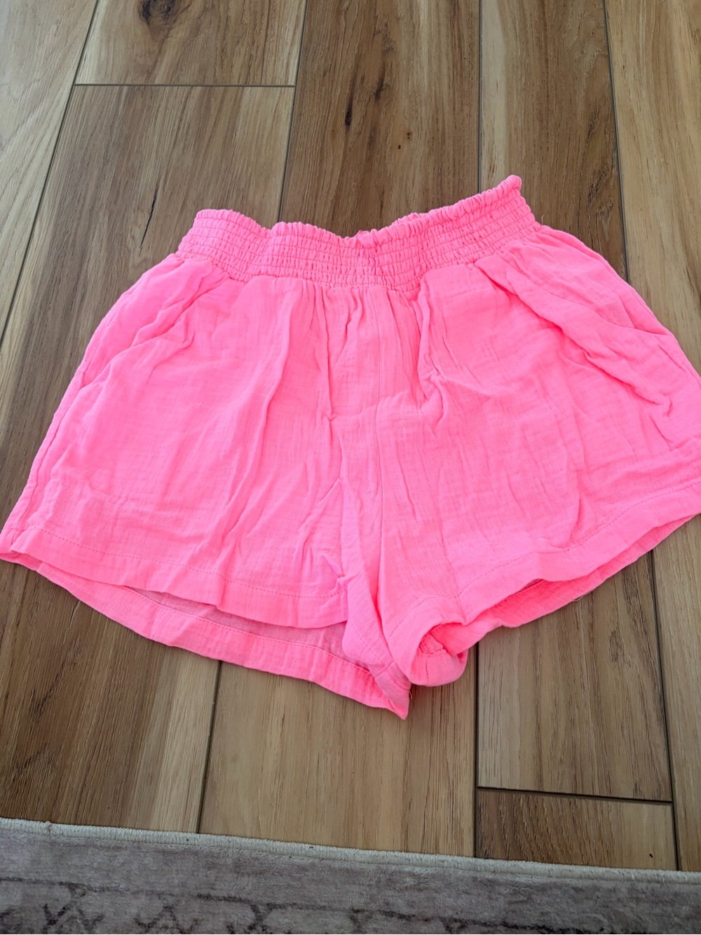 Ocean Drive Neon Pink Smocked Waist Swim Coverup Shorts